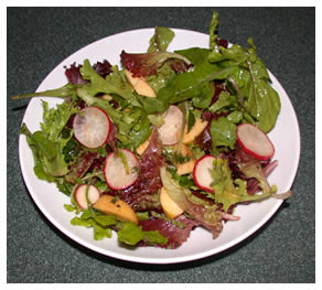 Debbie's apple and radish tossed salad with honey-mustard dressing