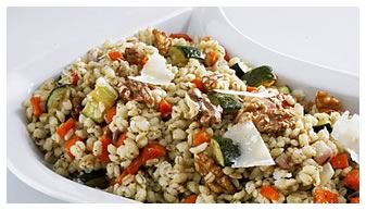 Barley, walnuts and roasted veggie dish