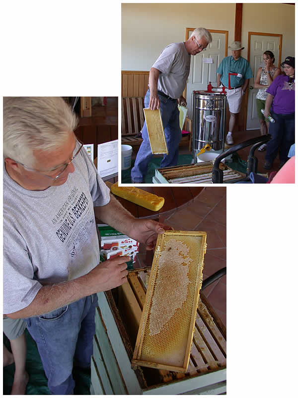 Steve Demkowski demonstrating honey extraction