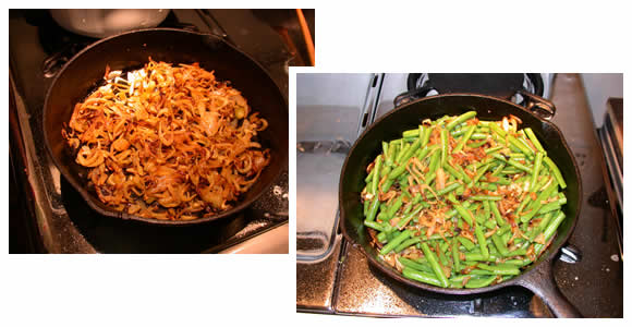 Green beans w/pan-browned fennel and onion