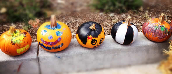 Childrens' painted pumpkins