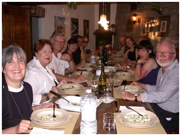 Dinner around the table at La Traversina