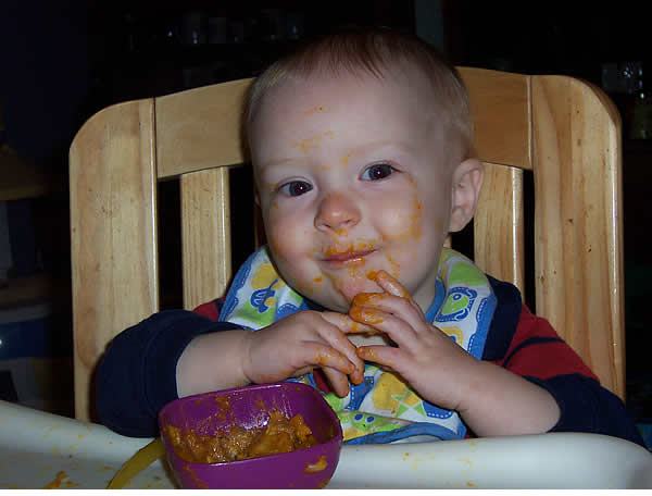 A happy food-faced baby!