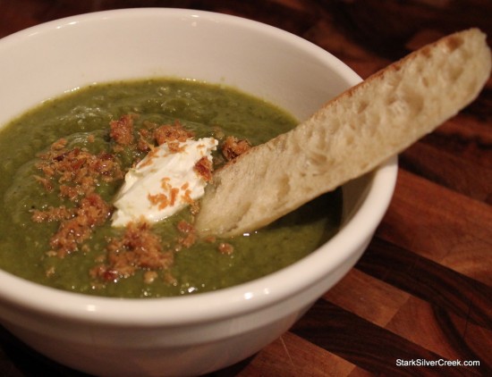 Loni's pea leek chard slow-cooker soup