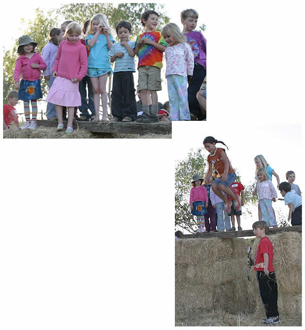 the straw bale climbing structure