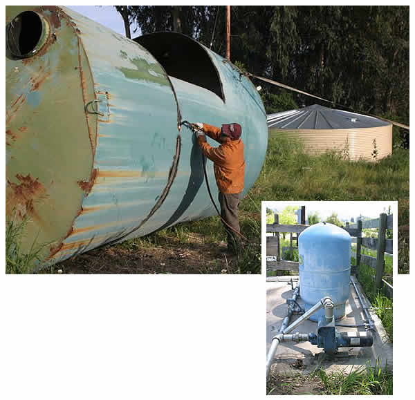 Old and new water tanks