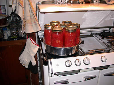 Jars set in canner