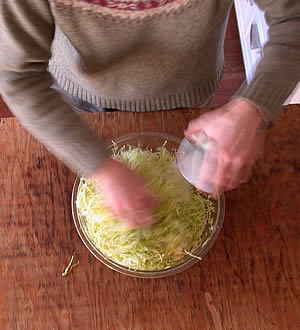 salting the cabbage
