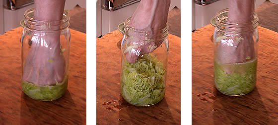 packing cabbage in the jar